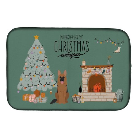 CAROLINES TREASURES 14 x 21 in. German Shepherd Christmas Everyone Dish Drying Mat CK7630DDM